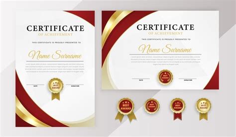 Premium Vector Modern Elegant Red And Gold Certificate Of Achievement