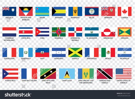 Vektor Stok Illustrated Country Flags North America Tanpa Royalti