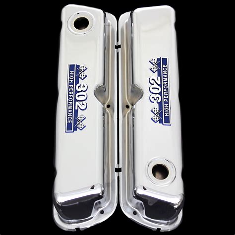 Chrome Small Block Valve Covers With 302 Emblems Fits Ford 302 Engines