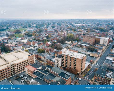 Aerial Of Downtown Lancaster Pennsylvania Areound The Central M