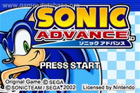 Sonic Advance Nintendo Game Boy Advance Artwork Title Screen