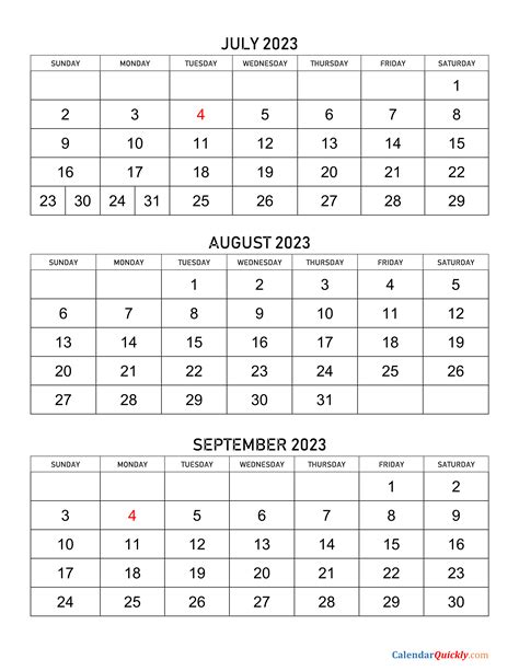 July August September 2023 Calendar Printable Pdf Pelajaran