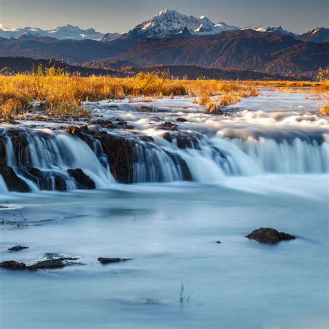 Fall Landscape of waterfalls with Alaska Range background Alaska ...