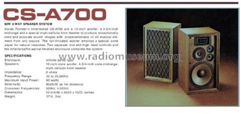 3 Way Speaker System Cs A700 Speaker P Pioneer Corporation