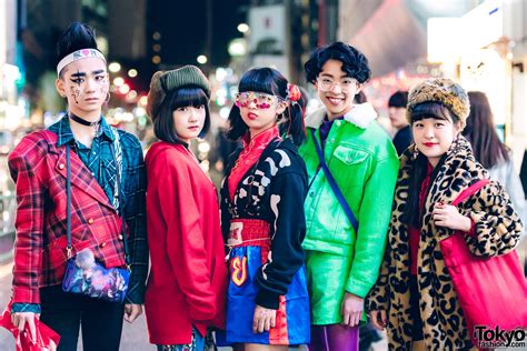 Japanese Teen Squad In Bold Harajuku Streetwear Styles Tokyo Fashion