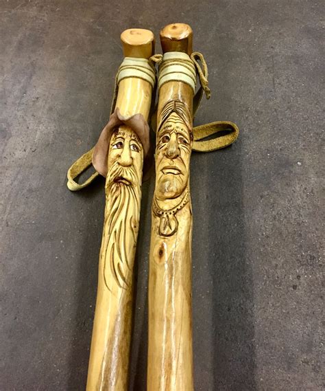 Pair Of Hand Carved Walking Canes