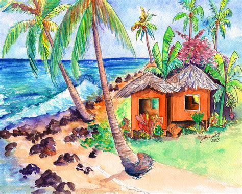 Tropical Beach Hut Painting By Marionette Taboniar Fine Art America