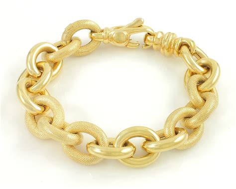 Vintage K Gold Fancy Link Bracelet S K Chunky Chain Bracelet