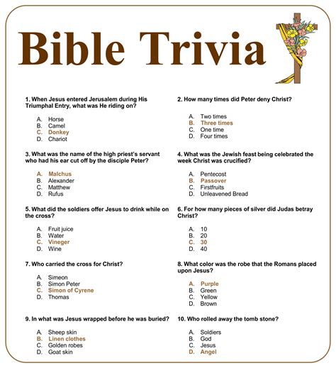 Printable Bible Trivia Games Printable Blank World