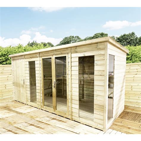 10 X 8 Combi Pent Summerhouse Side Shed Storage Pressure Treated