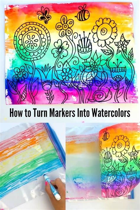 Kids Watercolor Painting With Markers Spring Art Projects Kids
