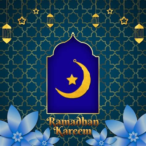 Premium Psd Islamic Greetings Ramadan Kareem Card Design With Crescent