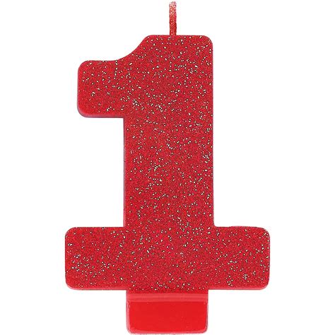 Glitter Red Number 1 Birthday Candle 2 14in X 3 14in Party City