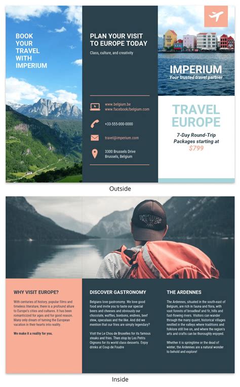 Europe Tourism Travel Tri Fold Brochure Template Travel Brochure