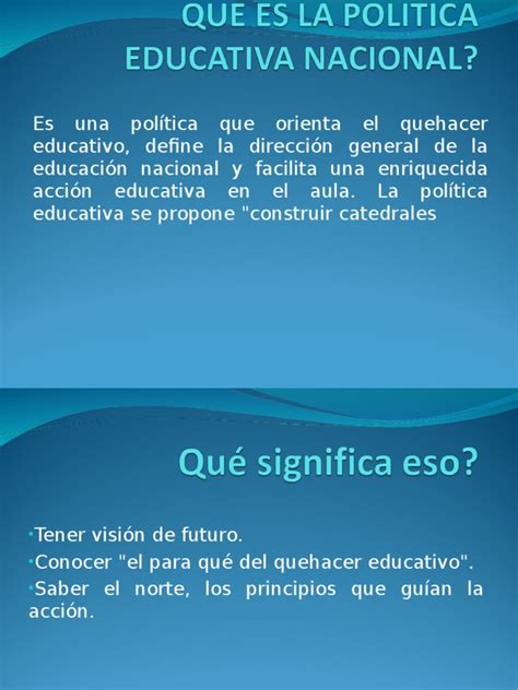 Que Es La Politica Educativa Nacional 1 Pdf Evaluación