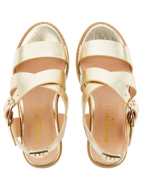 Metallic Strap Heeled Sandals Gold Girls Sandals Monsoon Uk