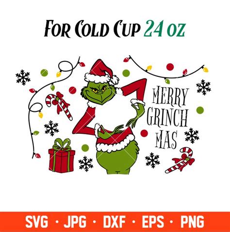 Merry Grinchmas Full Wrap Svg Starbucks Svg Coffee Ring Svg Cold Cup