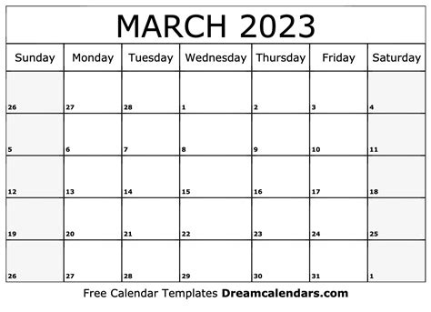 March 2023 Calendar Free Blank Printable With Holidays