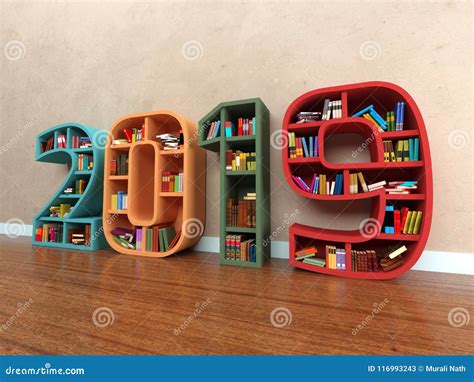 Happy New Year 2019 With Books Stock Illustration Illustration Of