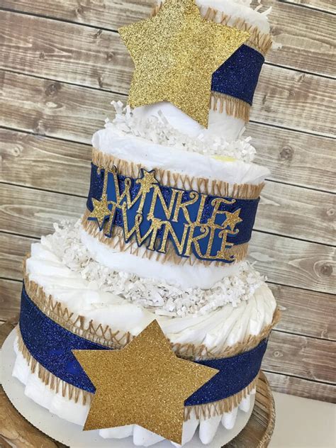 Twinkle Twinkle Little Star Diaper Cake In Navy And Gold Etsy