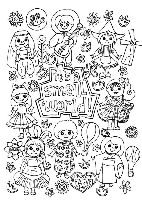 With color alive, kids can use the special color alive app to watch their heroes come. Its a Small World Coloring Page Digital Download Disney