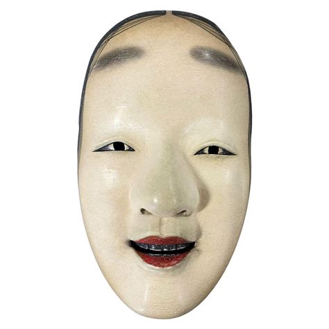 Japanese Signed Waka Onna Or Ko Omote Wood Carved Noh Theatre Mask