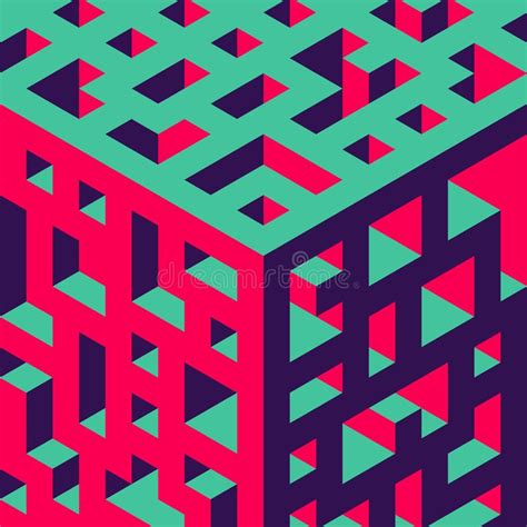 Abstract Isometric Background Of Geometric Shapes Three Dimensional