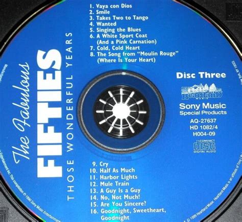 The Fabulous Fifties Those Wonderful Years 3 Cd Disc Set By Various