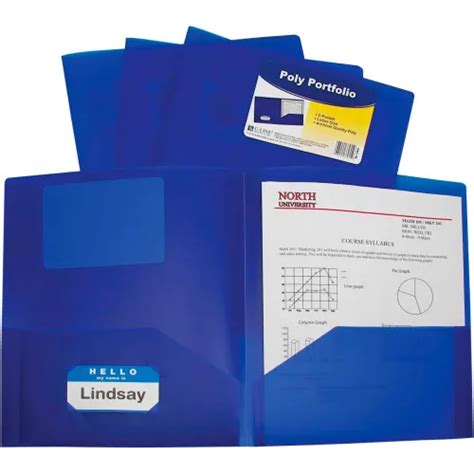 C Line Products Two Pocket Heavyweight Poly Portfolio Folder Blue 25