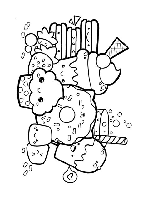 We provide coloring pages, coloring books, coloring games, paintings, coloring download or print this cute food coloring page from desserts category. Cute Food coloring pages. Download and print Cute Food ...