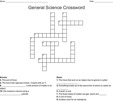 Welcome our lovely visitors :) this question belongs to universal crossword puzzle of november. Science Crossword Puzzles Printable With Answers ...