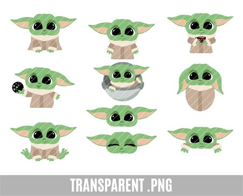 Baby Yoda Clip Art Transparent Png Baby Yoda Cute Alien Etsy Uk