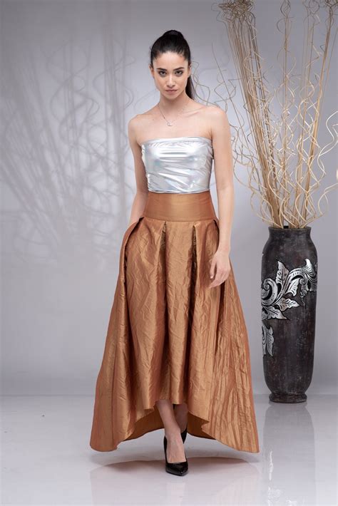 Maxi Skirt Long Taffeta Skirt Formal Skirt High Waisted Skirt