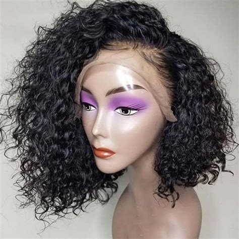 curly bob wig 13x6 lace front human hair wigs for black women 150 density natural black