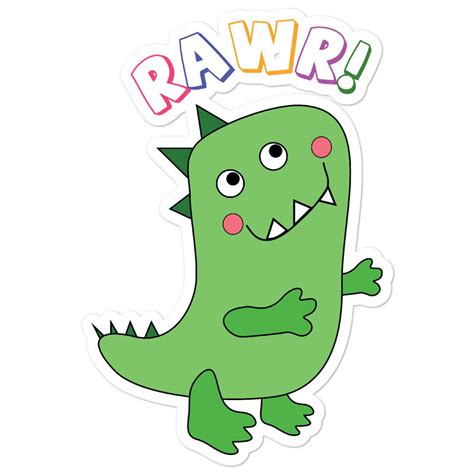 Rawr Dinosaur Cartoon Sticker For Kid T Back To School Etsy Uk