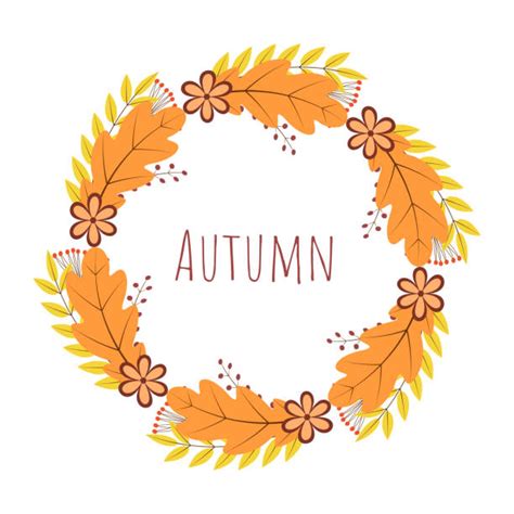 Best Colorful Orange Yellow Autumn Leaves With Circle Wreath