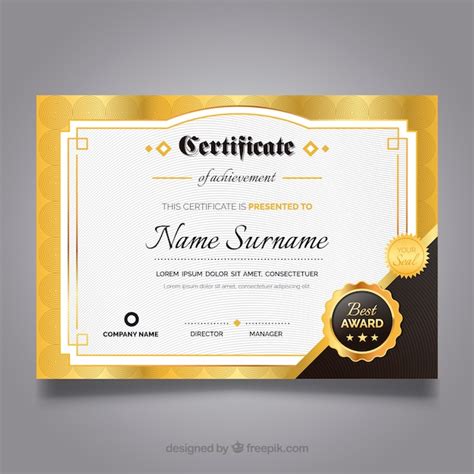 Certificate Template With Golden Color Nohat Free For Designer