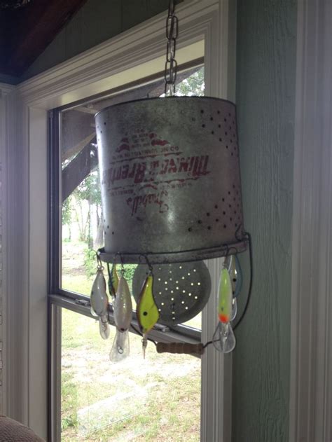 Hanging Lamp My Hubby Made From Minnow Bucket Decorated With