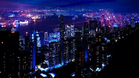 Download Wallpaper Night City Sky Skyscrapers By Annettec54