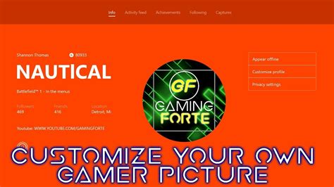 How To Customize And Upload Your Own Xbox One Gamerpic Youtube