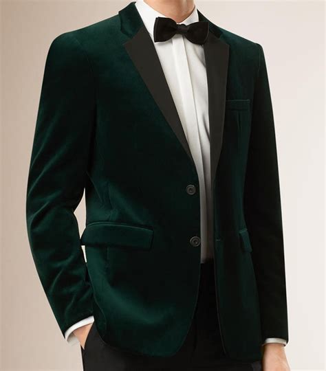 Mens Velvet Blazers Custom Made Slim Fit Dark Green Velvet Jacket Men