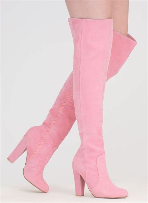 The Best Pink Suede Thigh High Boots 2022 Melumibeautycloud