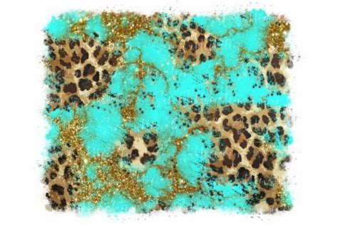 Leopard Glitter Turquoise Background Graphic By Sun Sublimation