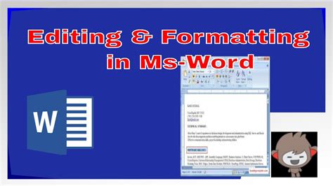 Ms Word Document Editing And Formatting Youtube