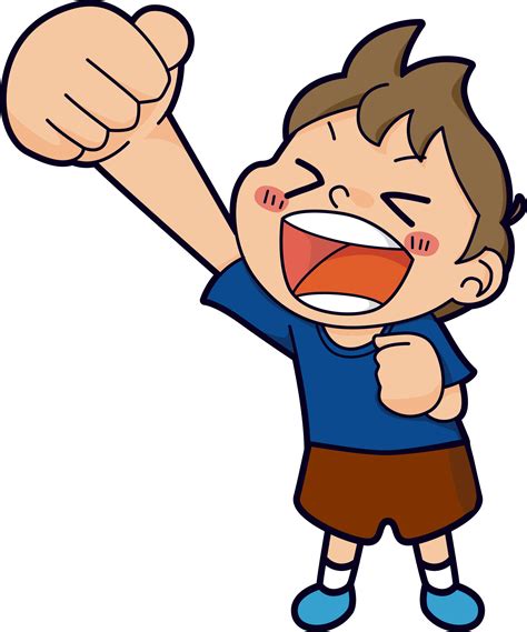 Cartoon child illustration, excited boy jumping material, hand, people png. Clipart - Full Standing Kid