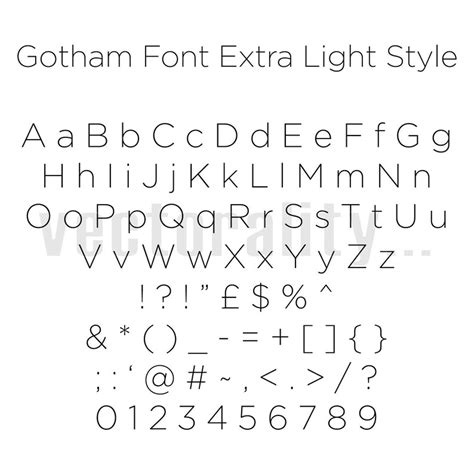 Gotham Font Extra Light Characters Alphabet Numbers Letters Etsy