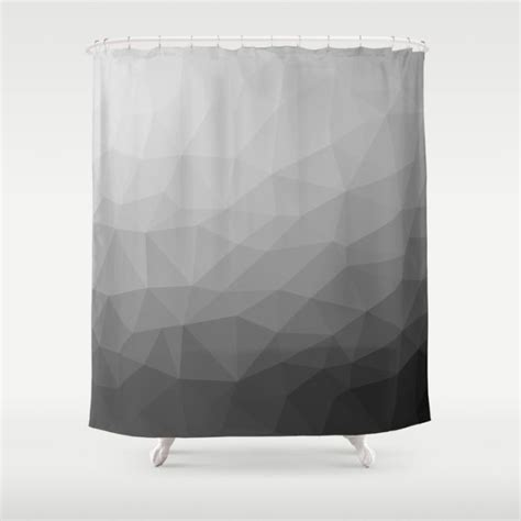 Grey Gradient Geometric Mesh Shower Curtain By Pldesign