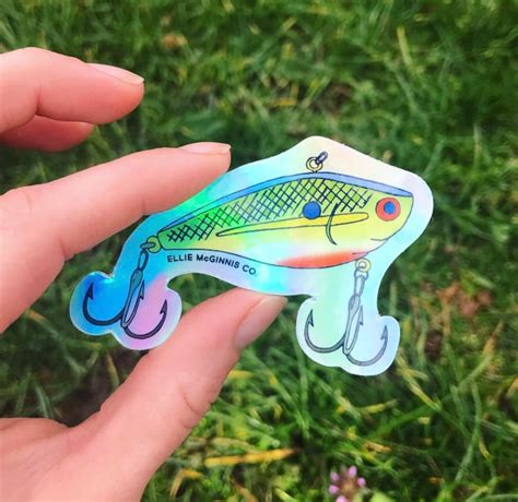 Holographic Fishing Lure Vinyl Sticker Ellie Mcginnis Co Etsy