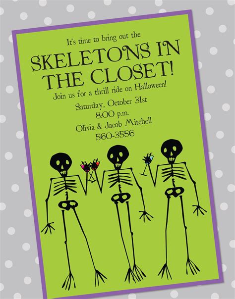 Skeleton Party Invitation Party Invitations Halloween Party