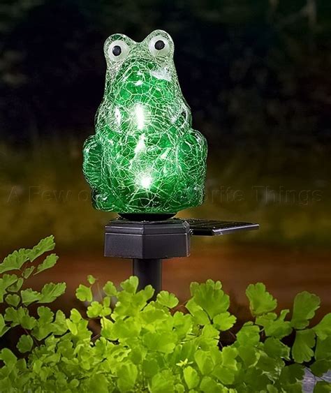 1 Frog Solar Light Glass Garden Stake Yard Art Lawn Porch Outdoor Home